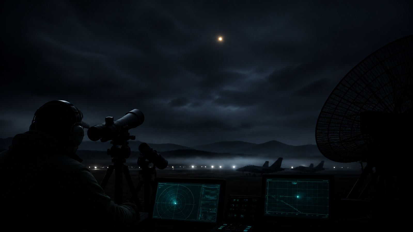 Passive optical and radar observation of an ambiguous aerial light while aircraft remain grounded