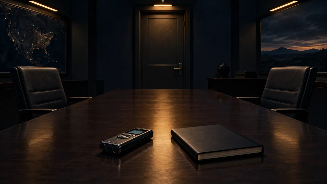 AI-generated conceptual empty conference room; not the actual AARO meeting.